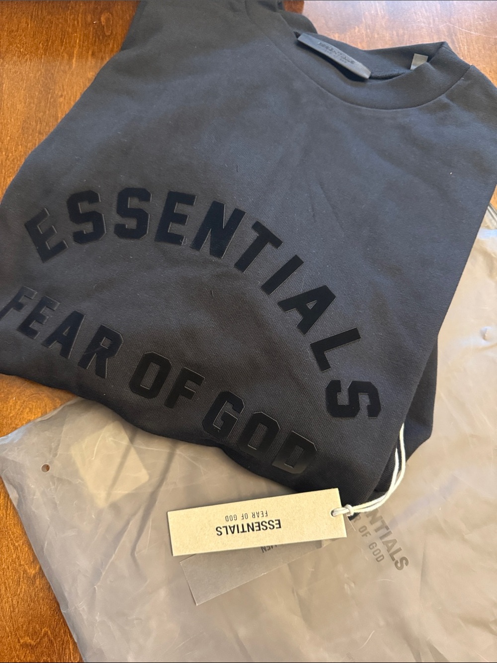 24 HR SALE ONLY Authentic Fear of God ESSENTIALS Black Crewneck  with Tonal Logo